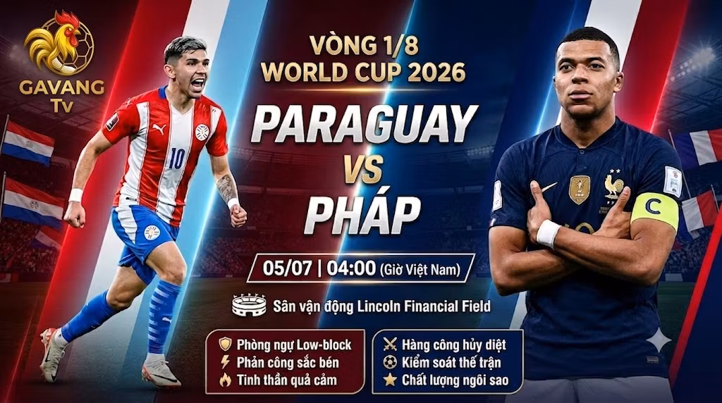 Nhận định trận đấu Paraguay vs Pháp vòng 1/8 World Cup 2026 chi tiết cùng chuyên gia Gavang TV.