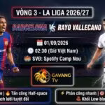 Ảnh bìa nhận định trận đấu Barcelona vs Rayo Vallecano vòng 3 La Liga 2026/27, cập nhật thông tin chiến thuật và link xem trực tiếp Gavang TV.