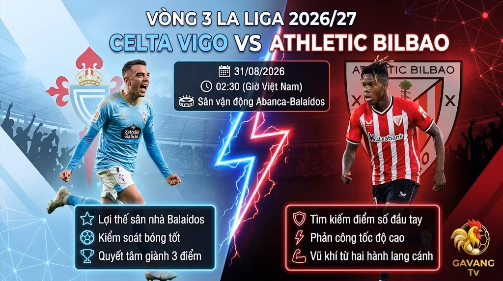 Nhận định Celta Vigo vs Athletic Bilbao 02h30 ngày 31/8: Phân tích chiến thuật