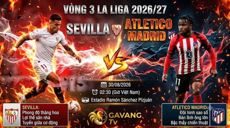Nhận định bóng đá trận Sevilla vs Atletico Madrid vòng 3 La Liga 2026/27 chi tiết tại Gavang TV.